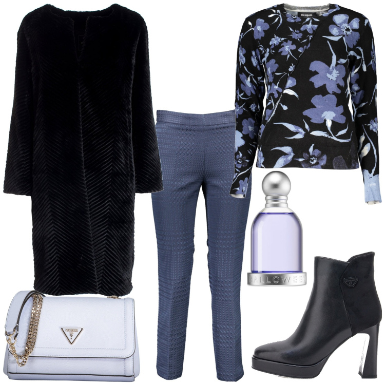 Outfit donna - Il mio stile. Stile Casual chic per Tutti i giorni. Abbinamento con profumi, cappotti, stivaletti, pantaloni, maglieria, borse a spalla.