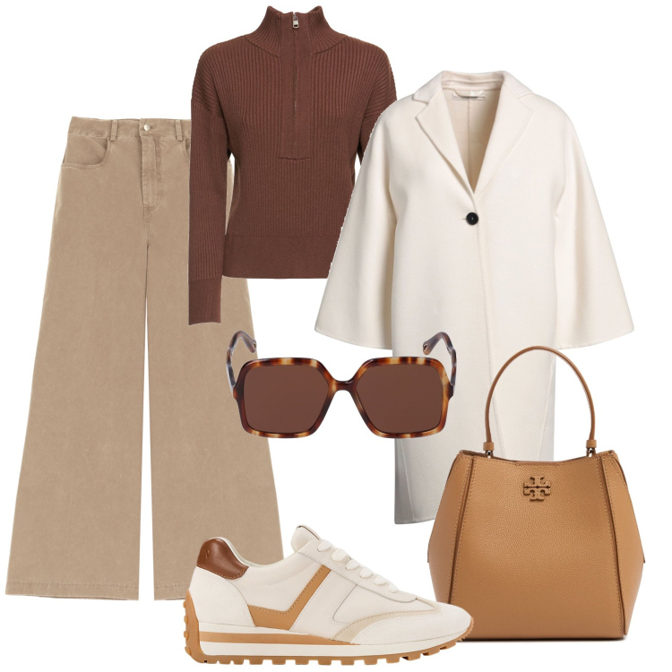 Outfit donna - Gli occhiali che svoltano !. Stile Trendy per Tutti i giorni. Abbinamento con trench, pantaloni, sneakers, borse a mano, maglieria, occhiali da sole.