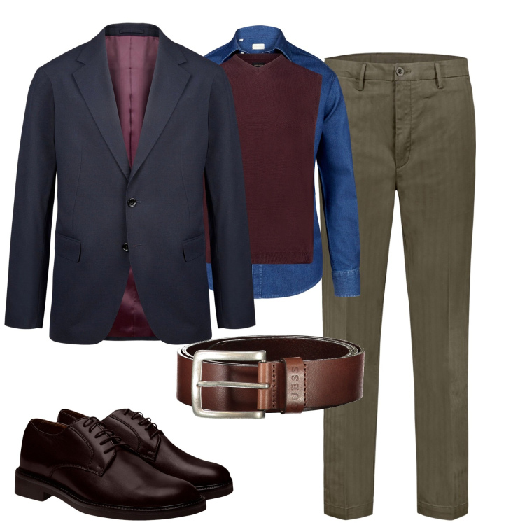 Outfit uomo - City. Stile Urban per Tutti i giorni. Abbinamento con pantaloni, abiti, scarpe stringate, camicie, gilet, cinture.