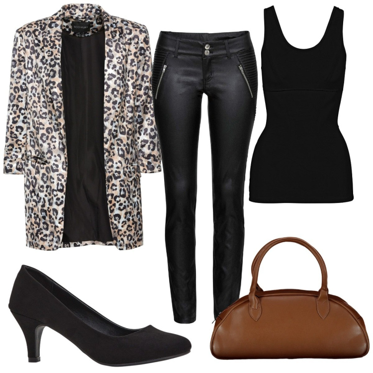 Outfit donna - Total look #1976707. Stile Trendy per Tutti i giorni. Abbinamento con décolleté, top, pantaloni, blazer, borse a spalla.