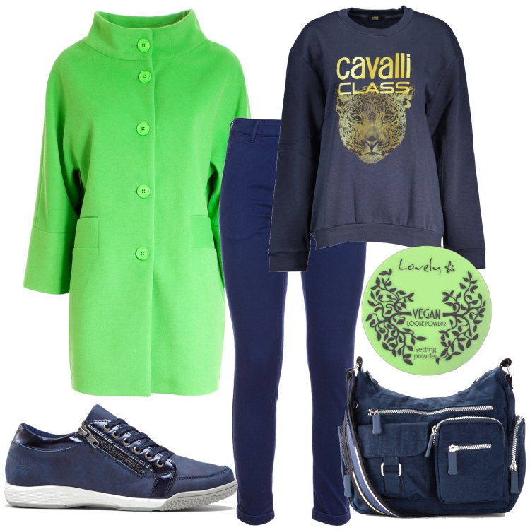 Outfit donna - Total look #1976750. Stile Casual per Tutti i giorni. Abbinamento con borse a tracolla, sneakers alte, ciprie, pantaloni, cappotti, felpe.