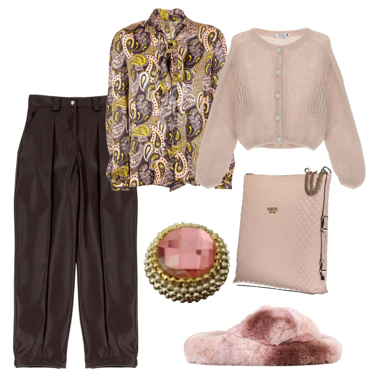 Outfit donna - Il mio stile!!!. Stile Trendy per Tutti i giorni. Abbinamento con pantaloni, cardigans, bluse, ciabatte, borse a spalla, anelli.