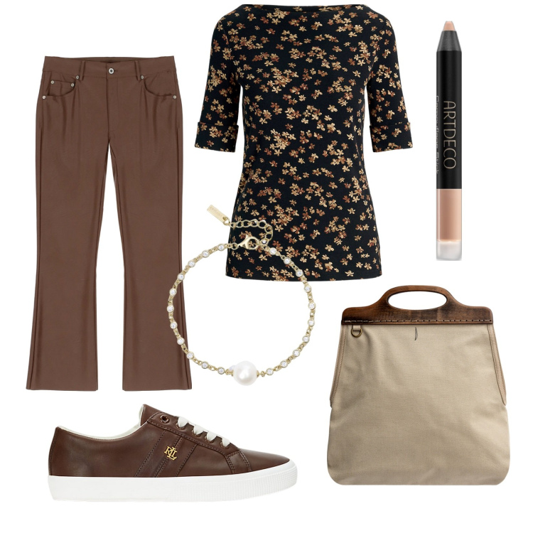 Outfit donna - Total look #1976866. Stile Casual chic per Tutti i giorni. Abbinamento con correttori, braccialetti, pantaloni, maglieria, sneakers, borse a tracolla.