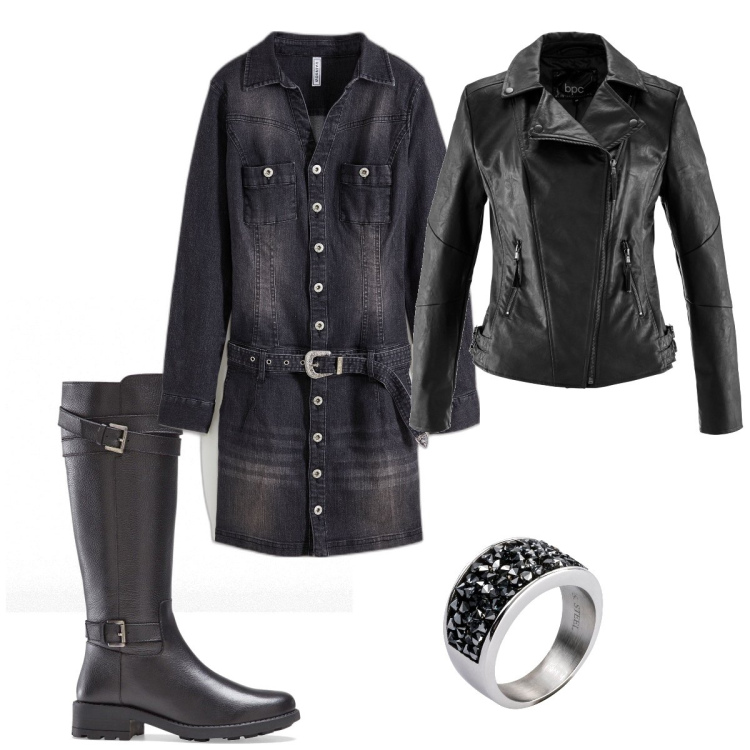 Outfit donna - Rock vibes. Stile Rock per Tutti i giorni. Abbinamento con blazer, stivali, vestiti, anelli.