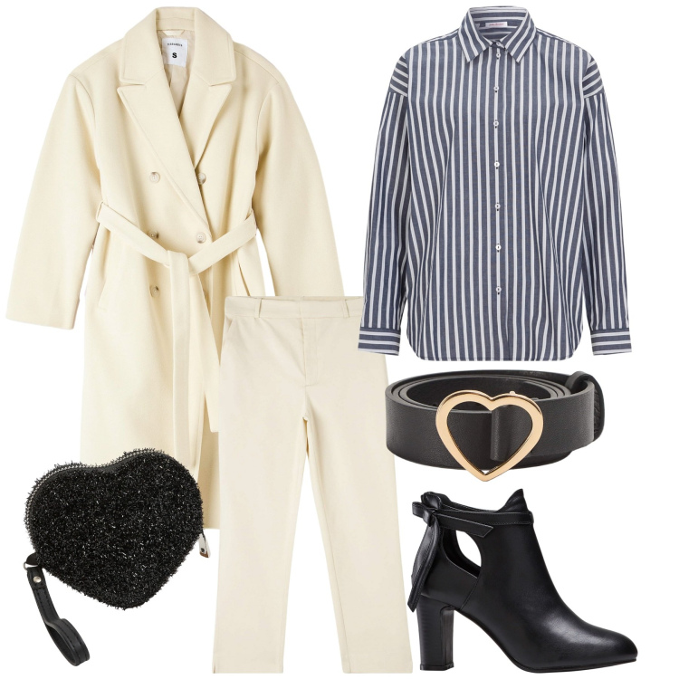 Outfit donna - Total look #1976978. Stile Casual chic per Ufficio. Abbinamento con camicie, stivaletti, pantaloni chino, cinture, cappotti, portafogli.