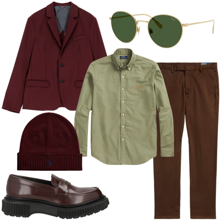Outfit uomo - Casual con beanie. Stile Casual per Tutti i giorni. Abbinamento con scarpe stringate, giacche, berretti, camicie, pantaloni, occhiali da sole.