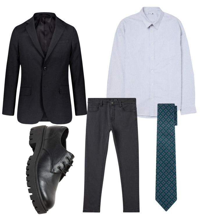 Outfit uomo - Una giornata importante. Stile Business/Elegante per Ufficio. Abbinamento con scarpe stringate, camicie, pantaloni skinny, giacche, cravatte.