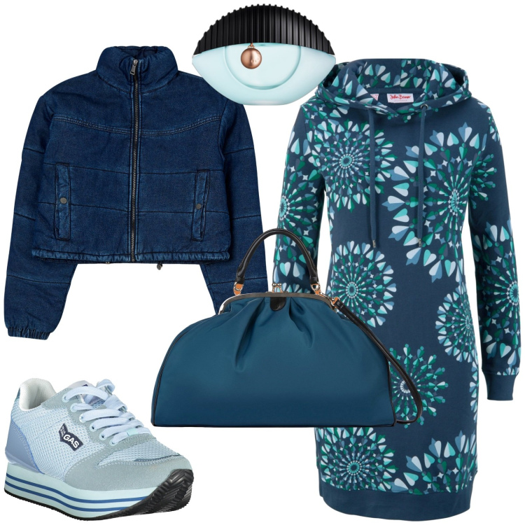 Outfit donna - Total look #1977190. Stile Casual per Tutti i giorni. Abbinamento con vestiti, profumi, blazer, sneakers, borse a spalla.