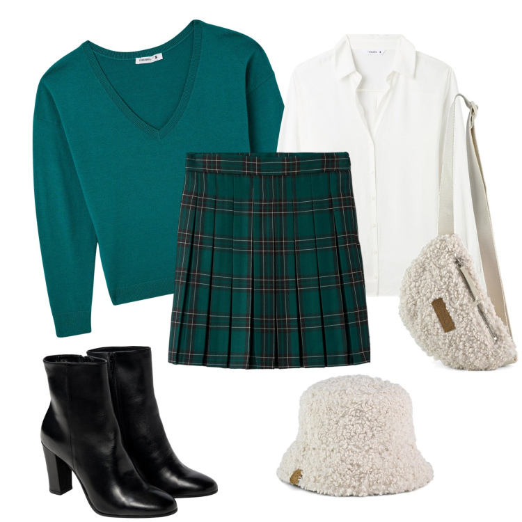 Outfit donna - Scozzese. Abbinamento con minigonne, camicie, maglieria, marsupi, stivaletti, cappelli.