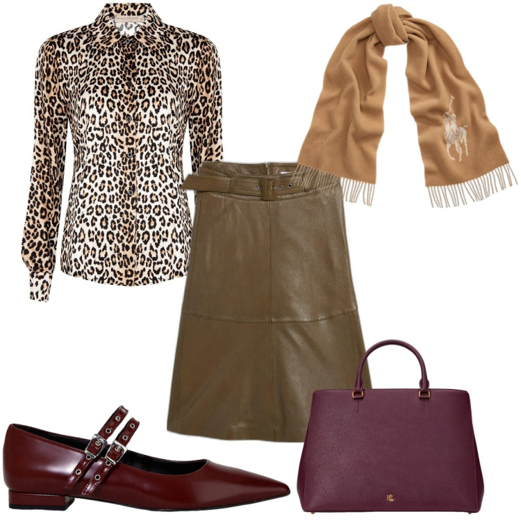 Outfit donna - Total look #1977450. Stile Trendy per Tutti i giorni. Abbinamento con gonne, camicie, ballerine, borse a mano, sciarpe.