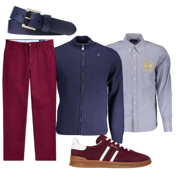 Outfit uomo - Total look #1977702. Stile Trendy per Tutti i giorni. Abbinamento con pantaloni chino, sneakers, cinture, camicie, cardigans.