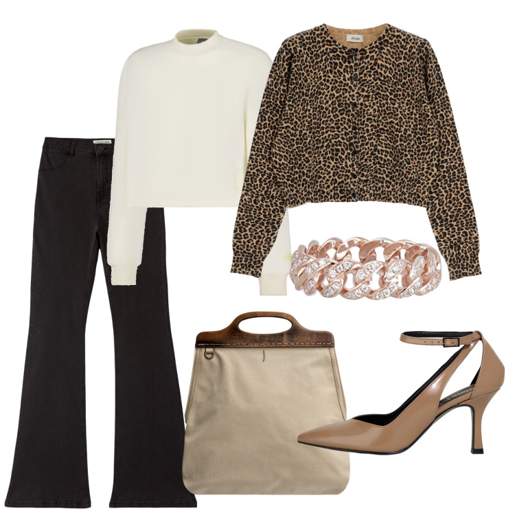 Outfit donna - Esco con leo. Stile Casual chic per Tutti i giorni. Abbinamento con jeggings, anelli, felpe, cardigans, décolleté, borse a tracolla.