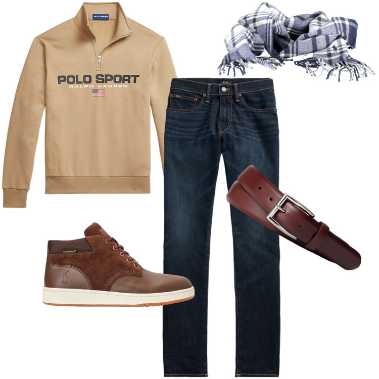 Outfit uomo - La sciarpa scozzese. Stile Urban per Tutti i giorni. Abbinamento con cinture, jeans skinny, stivali, felpe, sciarpe.