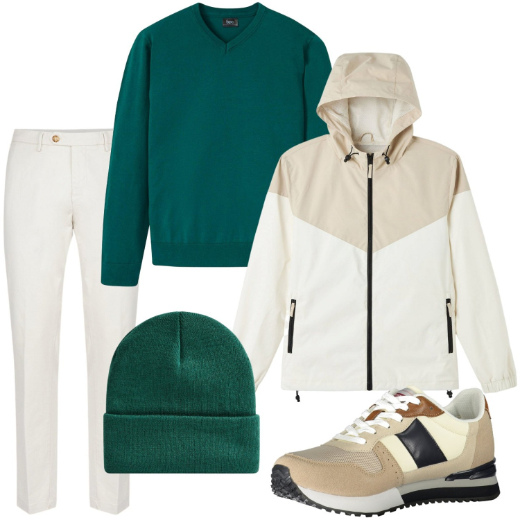 Outfit uomo - Le sneakers sabbia. Stile Urban per Tutti i giorni. Abbinamento con maglieria, giacche, berretti, pantaloni chino, sneakers.