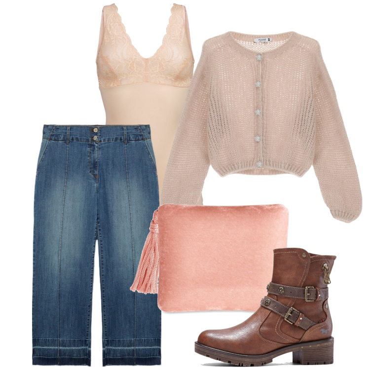 Outfit donna - Il più morbido pull. Stile Romantica per Tutti i giorni. Abbinamento con top, stivaletti, cardigans, jeans, pochette.