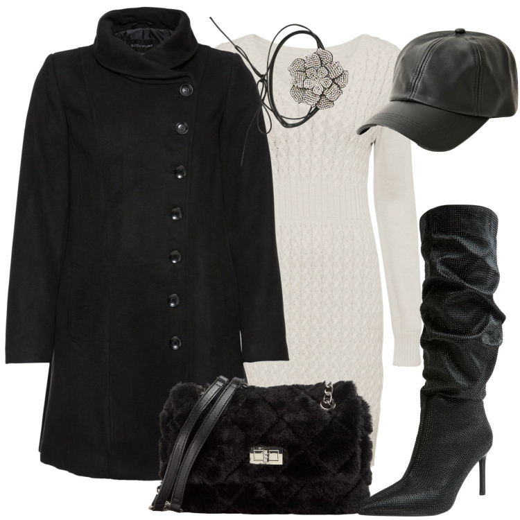 Outfit donna - Metropolitan Bonprix. Stile Urban per Tutti i giorni. Abbinamento con vestiti, cappotti, collane, borse a spalla, stivali, cappelli.