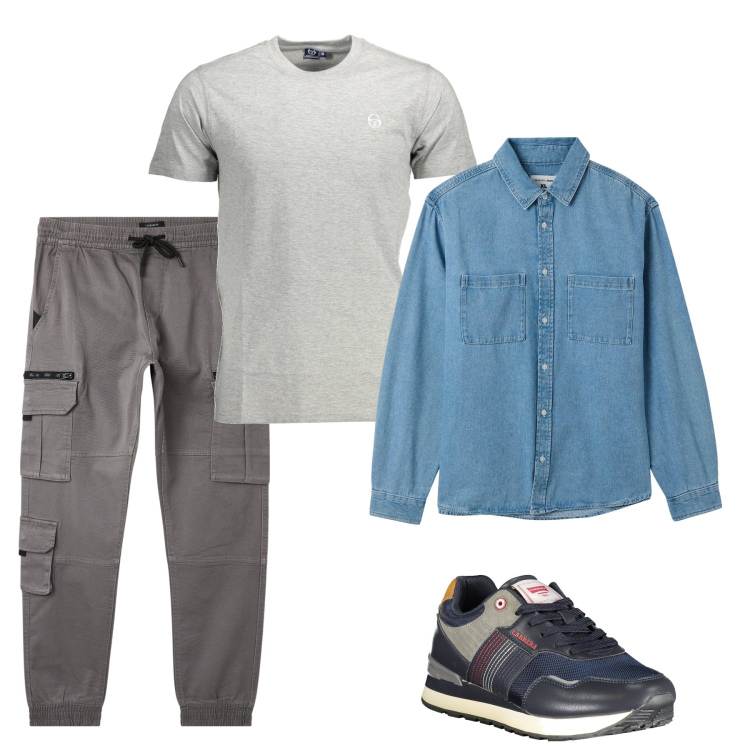Outfit uomo - Lavoretti a casa. Stile Urban per Tutti i giorni. Abbinamento con pantaloni cargo, camicie, t-shirt, sneakers.