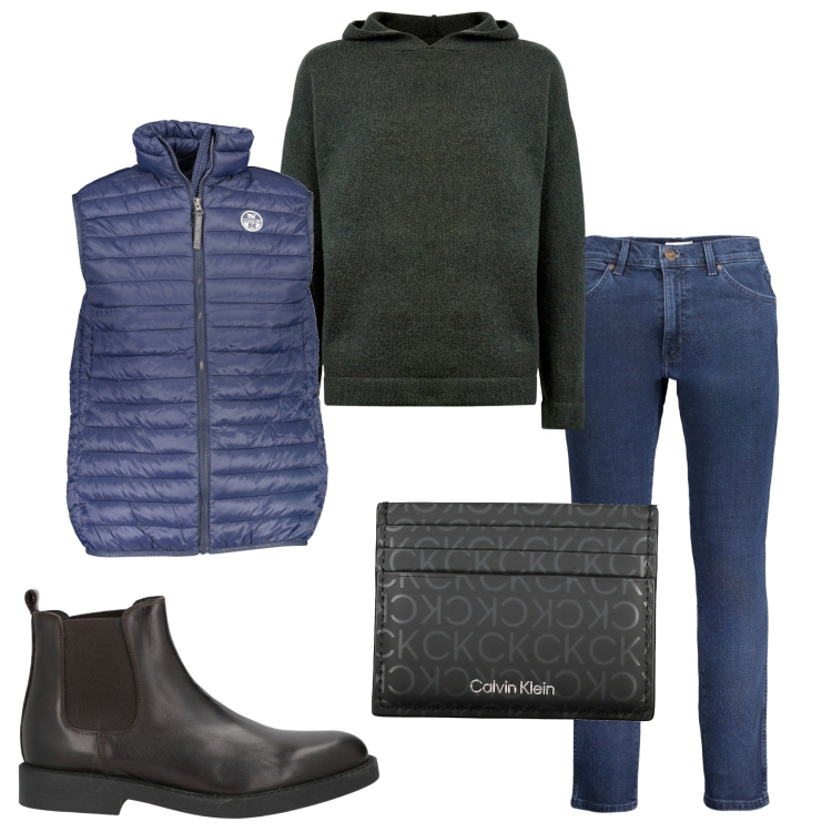 Outfit uomo - Tutti i giorni. Stile Urban per Tutti i giorni. Abbinamento con stivali e stivaletti, maglieria, giacche, portafogli, jeans.