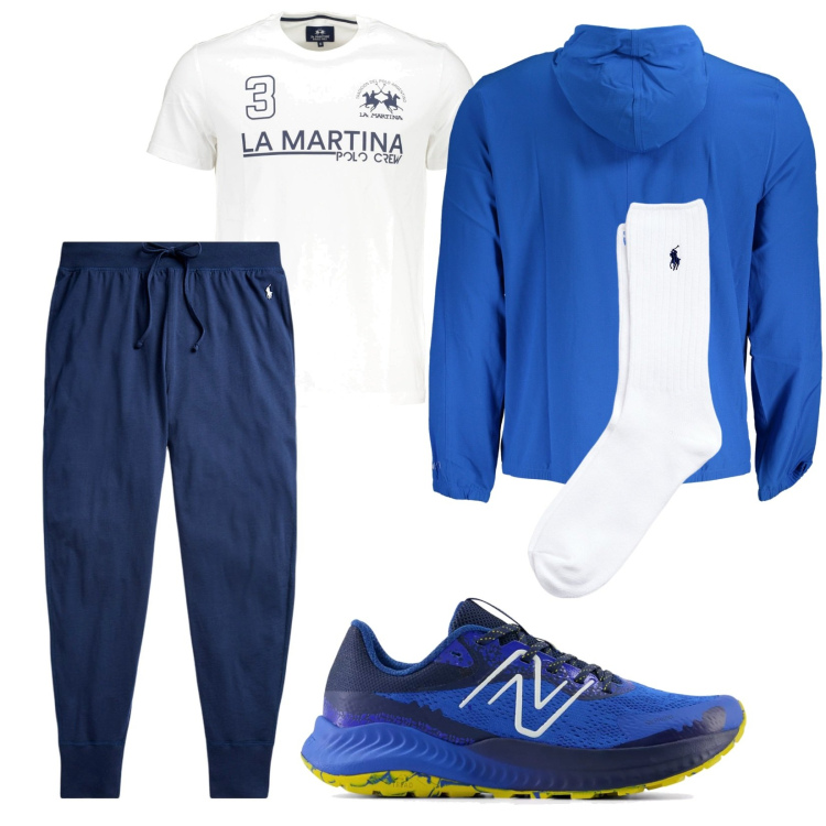 Outfit uomo - Total look #1978696. Stile Casual per Sport. Abbinamento con sneakers, calzini, pantaloni, giacche sportive, t-shirt.