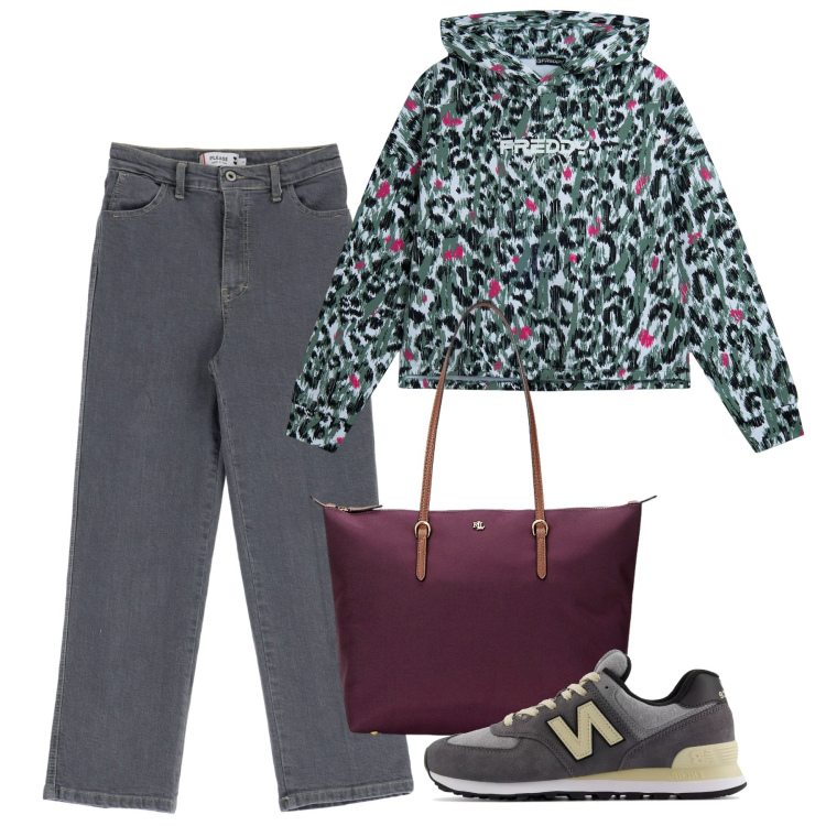 Outfit donna - Università. Stile Urban per Scuola/Università. Abbinamento con sneakers, jeans dritti, felpe con cappuccio, borse tote.