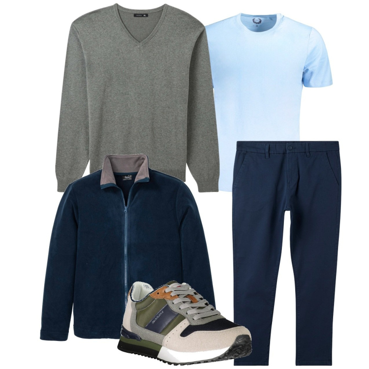 Outfit uomo - Comfort zone. Stile Casual per Tutti i giorni. Abbinamento con giacche, maglieria, pantaloni chino, sneakers, t-shirt.