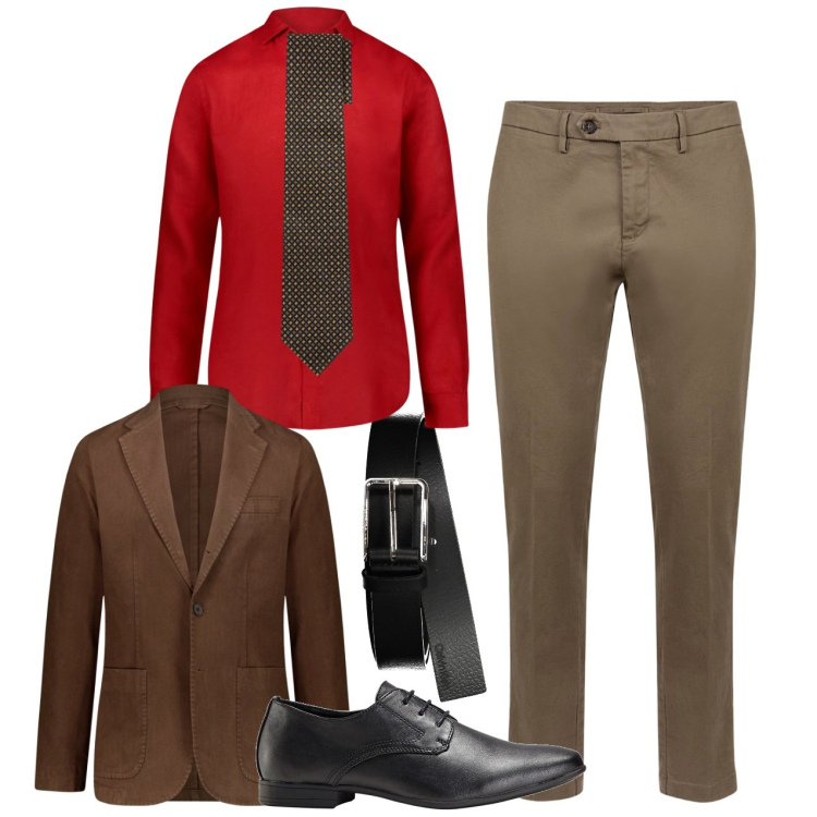 Outfit uomo - Un mix inconsueto. Stile Business/Elegante per Ufficio. Abbinamento con scarpe stringate, pantaloni chino, giacche, camicie, cravatte, cinture.