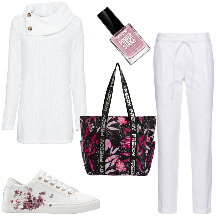 Outfit donna - Total look #1979079. Stile Casual per Tutti i giorni. Abbinamento con pantaloni, sneakers, maglieria, smalti, shopping bag.
