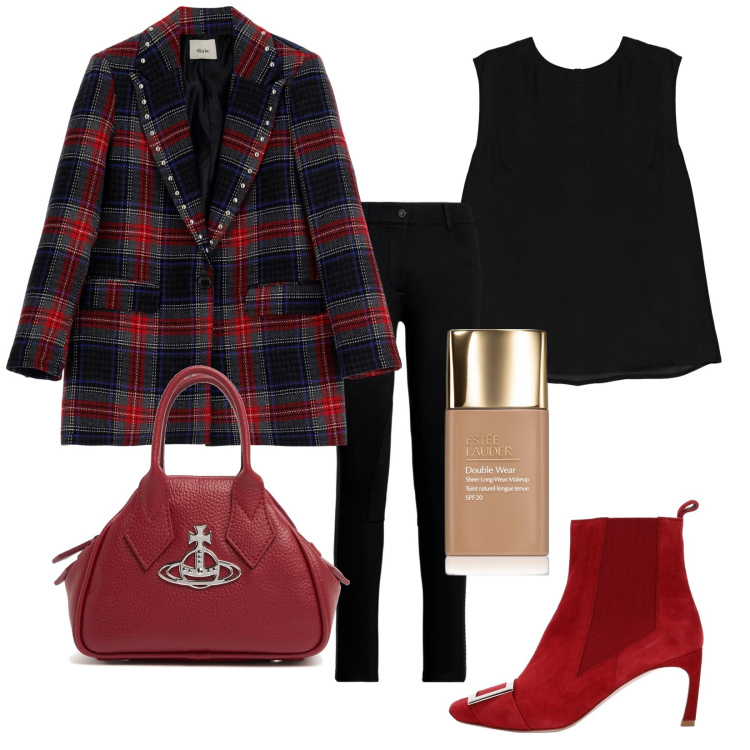 Outfit donna - Total look #1979154. Stile Trendy per Tutti i giorni. Abbinamento con stivaletti, fondotinta, top, pantaloni, blazer, borse a mano.