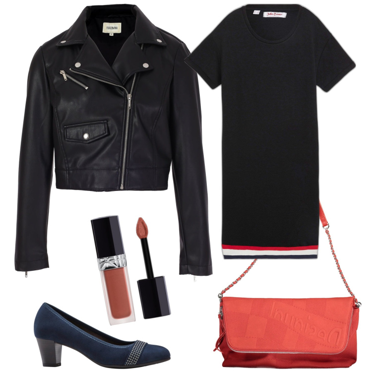 Outfit donna - Chiodo e abitino per l aperitivo. Stile Glamour per Serata fuori. Abbinamento con vestiti, décolleté, rossetti, blazer, borse a mano.