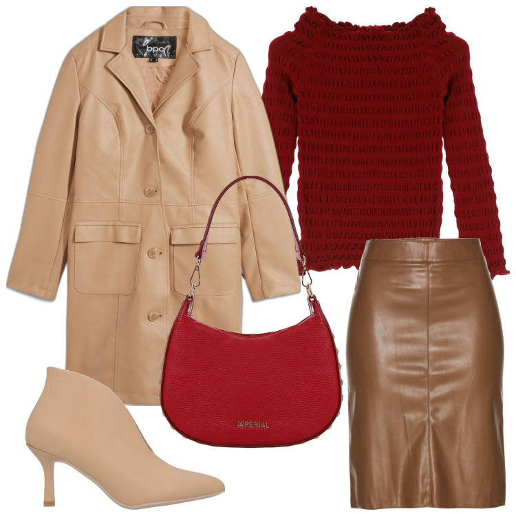 Outfit donna - Eleganza pratica. Stile Casual chic per Tutti i giorni. Abbinamento con gonne longuette, blazer, stivaletti, pullovers, borse a spalla.