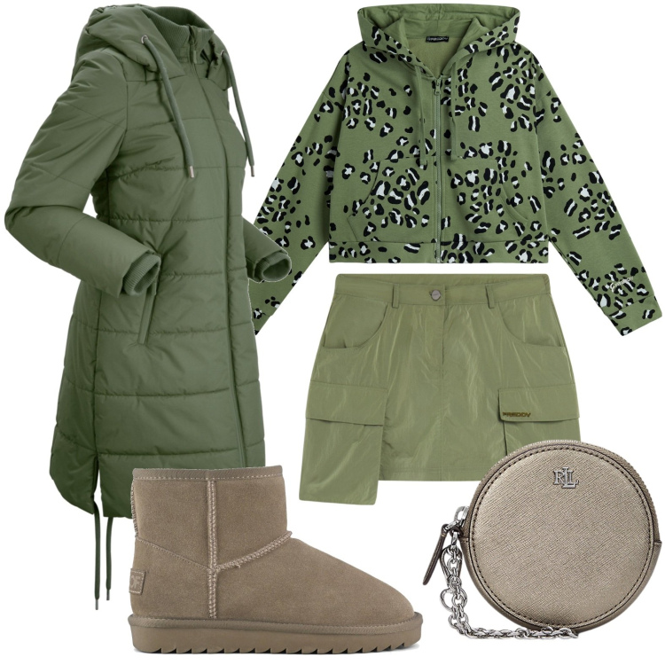 Outfit donna - Fuori le gambe. Stile Minimal per Tutti i giorni. Abbinamento con blazer, minigonne, felpe, pochette, stivali.