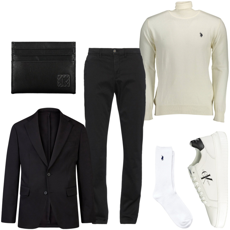 Outfit uomo - Total look #1979306. Stile Business/Elegante per Ufficio. Abbinamento con pantaloni chino, calzini, abiti, sneakers, maglieria, portafogli.