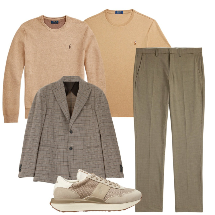 Outfit uomo - Ocra. Stile Trendy per Tutti i giorni. Abbinamento con giacche, maglieria, t-shirt, sneakers, pantaloni.