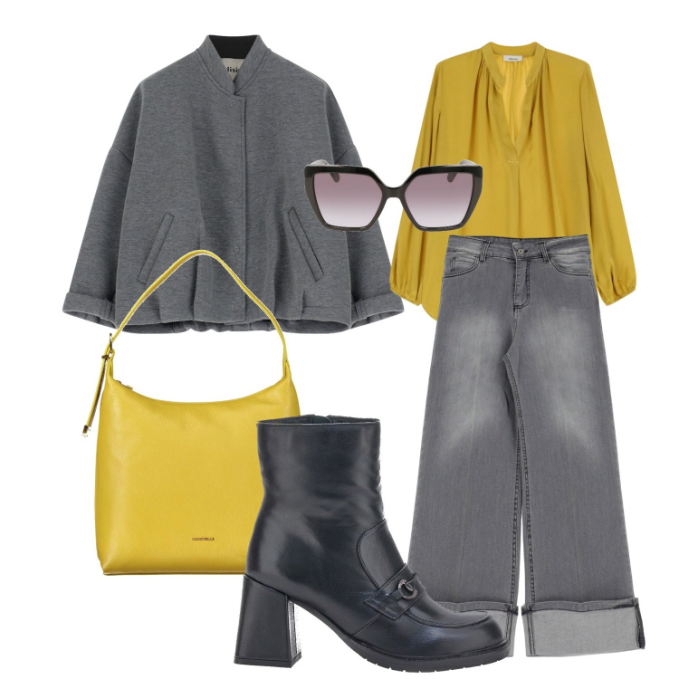 Outfit donna - Io di giorno. Stile Trendy per Tutti i giorni. Abbinamento con jeans, bomber, camicie, stivaletti, occhiali da sole, borse a spalla.