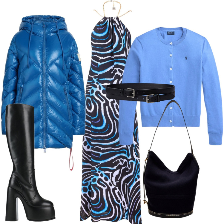 Outfit donna - Vestito labirintico. Stile Etnico per Serata fuori. Abbinamento con stivali, piumini, vestiti senza maniche, cardigans, cinture, borse a mano.