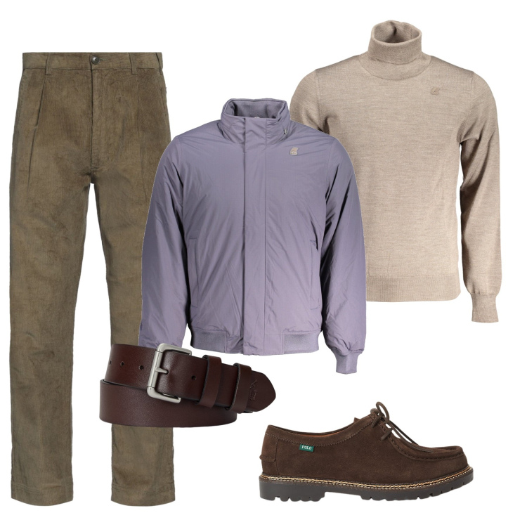 Outfit uomo - Pantalone in velluto. Stile Casual per Ufficio. Abbinamento con pantaloni chino, cinture, scarpe stringate, giacche, maglieria.