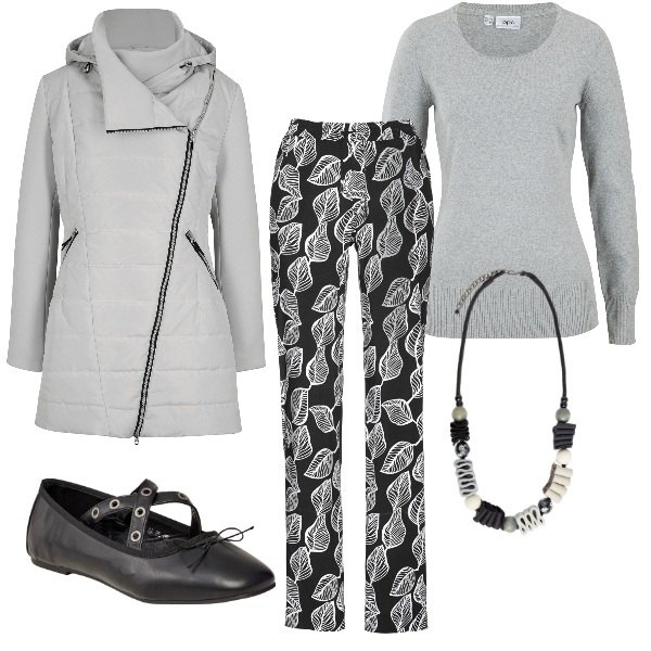 Outfit donna - le ballerine con cinturino. Stile Basic per Tutti i giorni. Abbinamento con maglieria, pantaloni, blazer, ballerine, collane.