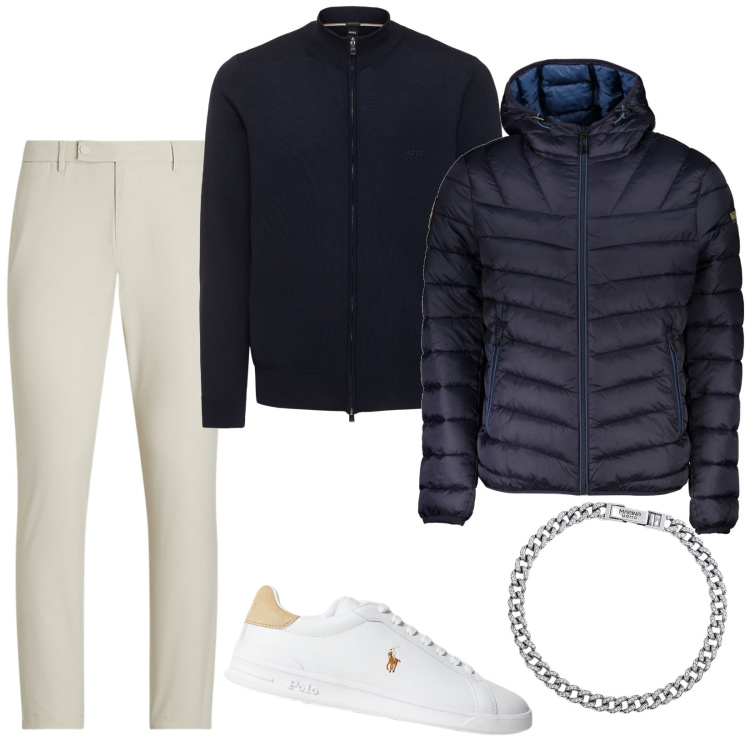 Outfit uomo - Total look #1979676. Stile Trendy per Serata speciale. Abbinamento con braccialetti, sneakers, pantaloni, maglieria, giacche.