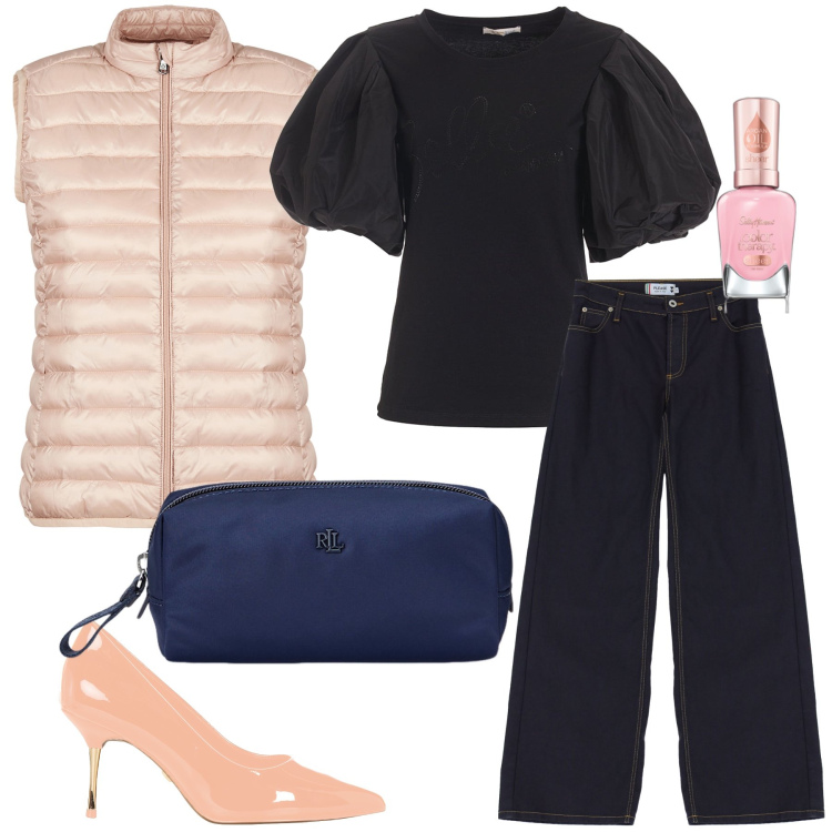 Outfit donna - La bella blusa. Stile Glamour per Serata fuori. Abbinamento con smalti, décolleté, t-shirt, jeans, piumini, pochette.