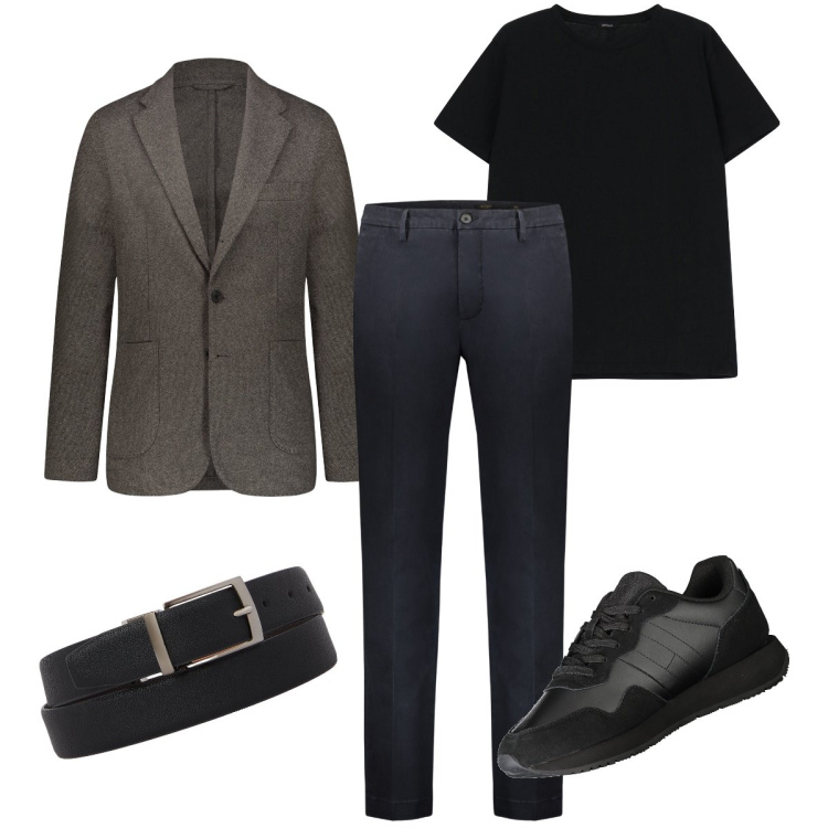 Outfit uomo - Elegante con t-shirt e sneakers. Stile Business/Elegante per Serata speciale. Abbinamento con t-shirt, pantaloni, cinture, giacche, sneakers.