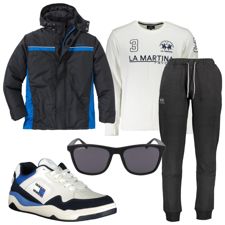 Outfit uomo - Sportivo innato. Stile Urban per Sport. Abbinamento con giacche, sneakers, pantaloni, felpe, occhiali da sole.