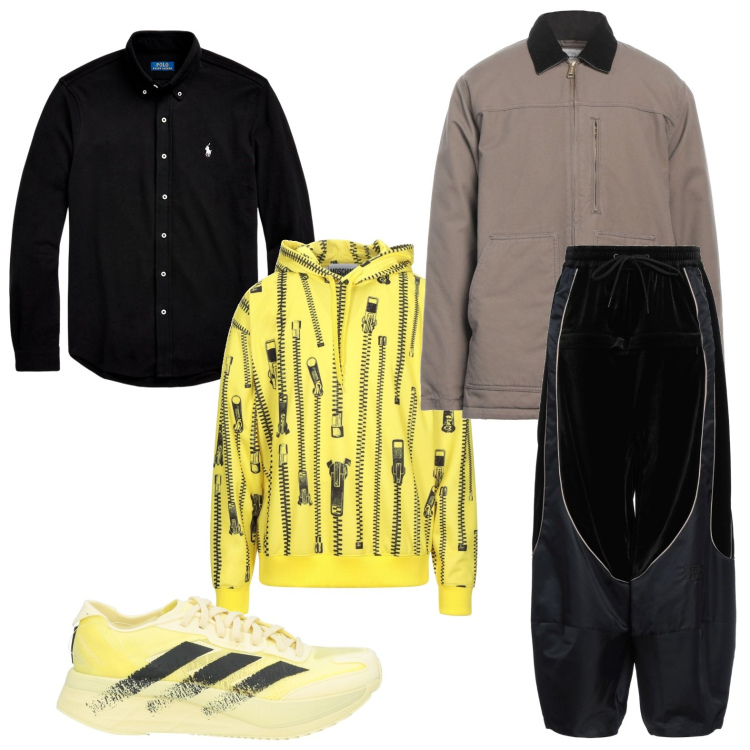 Outfit uomo - La felpa zippata. Stile Trendy per Tutti i giorni. Abbinamento con pantaloni, felpe con cappuccio, sneakers, giacche, camicie.