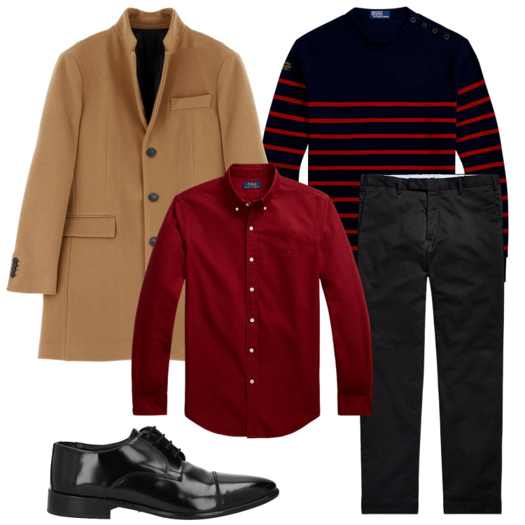 Outfit uomo - La maglia a righe orizzontali. Stile Urban per Ufficio. Abbinamento con scarpe stringate, cappotti, pantaloni chino, maglieria, camicie.
