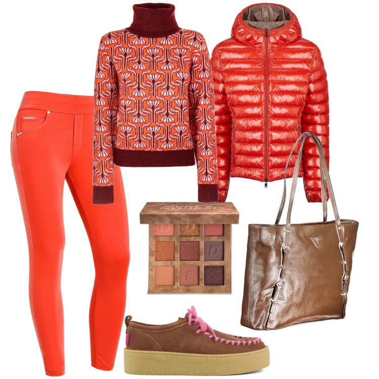 Outfit donna - Total look #1979908. Stile Casual per Tutti i giorni. Abbinamento con ombretti, maglieria, jeggings, blazer, mocassini, borse a spalla.