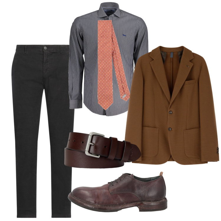 Outfit uomo - Cravatta color autunno. Stile Trendy per Serata speciale. Abbinamento con scarpe stringate, cravatte, pantaloni, giacche, cinture, camicie.