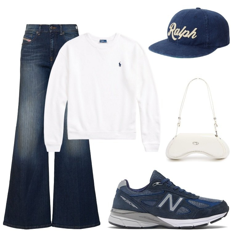 Outfit donna - style. Stile Urban per Tutti i giorni. Abbinamento con sneakers, pullovers, cappelli, borse a spalla, jeans.