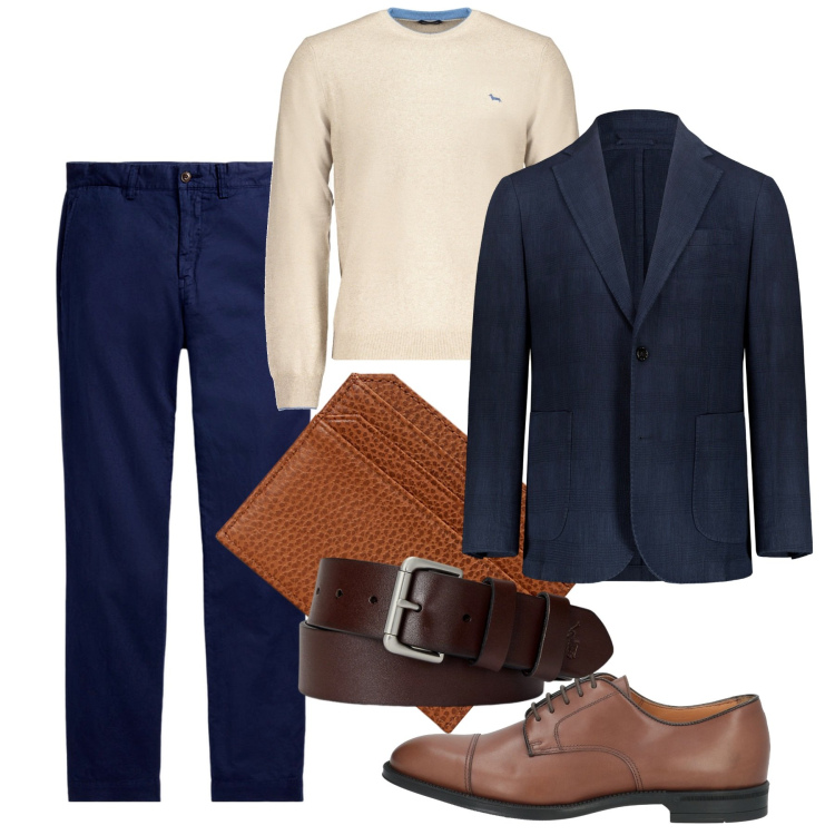Outfit uomo - Blu ottobre. Stile Trendy per Tutti i giorni. Abbinamento con scarpe stringate, cinture, pantaloni, portafogli, giacche, pullovers.