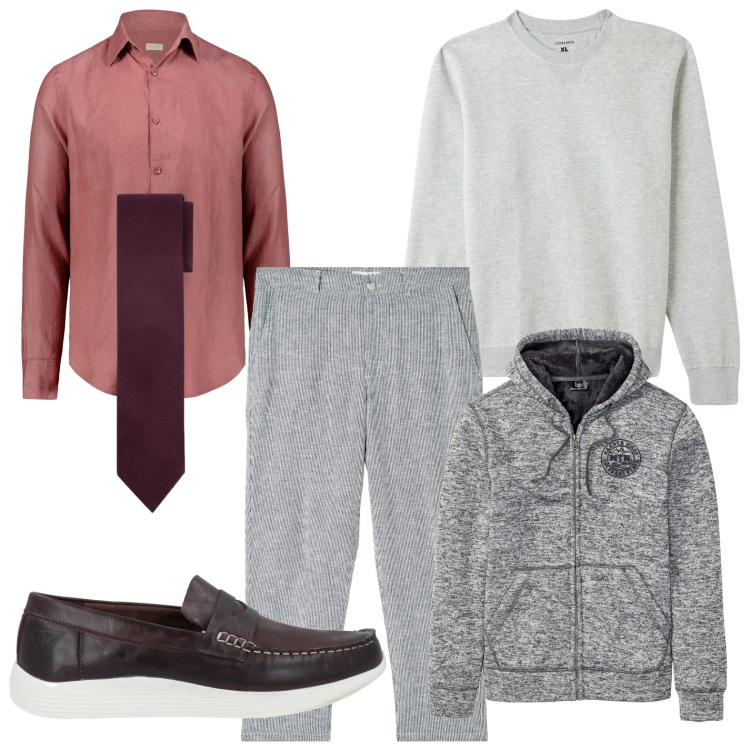 Outfit uomo - Day grey. Stile Trendy per Tutti i giorni. Abbinamento con giacche, scarpe stringate, pantaloni, felpe, cravatte, camicie.