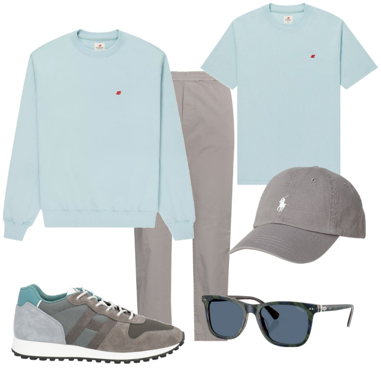 Outfit uomo - Total look #1980072. Stile Trendy per Tutti i giorni. Abbinamento con pantaloni chino, sneakers, t-shirt, felpe, cappelli, occhiali da sole.