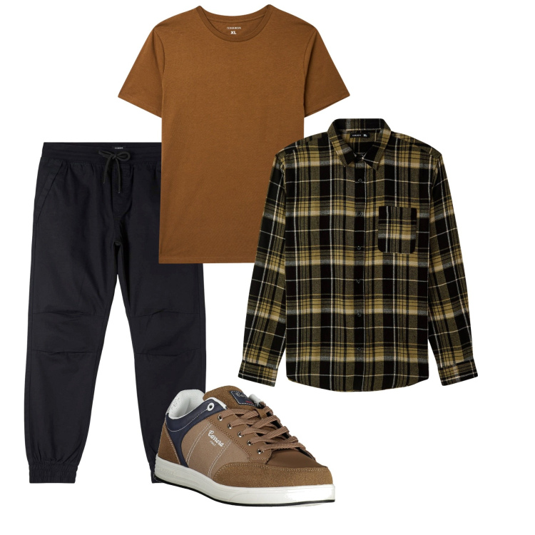 Outfit uomo - Autunno weekend. Stile Casual per Tutti i giorni. Abbinamento con camicie, pantaloni, t-shirt, sneakers.